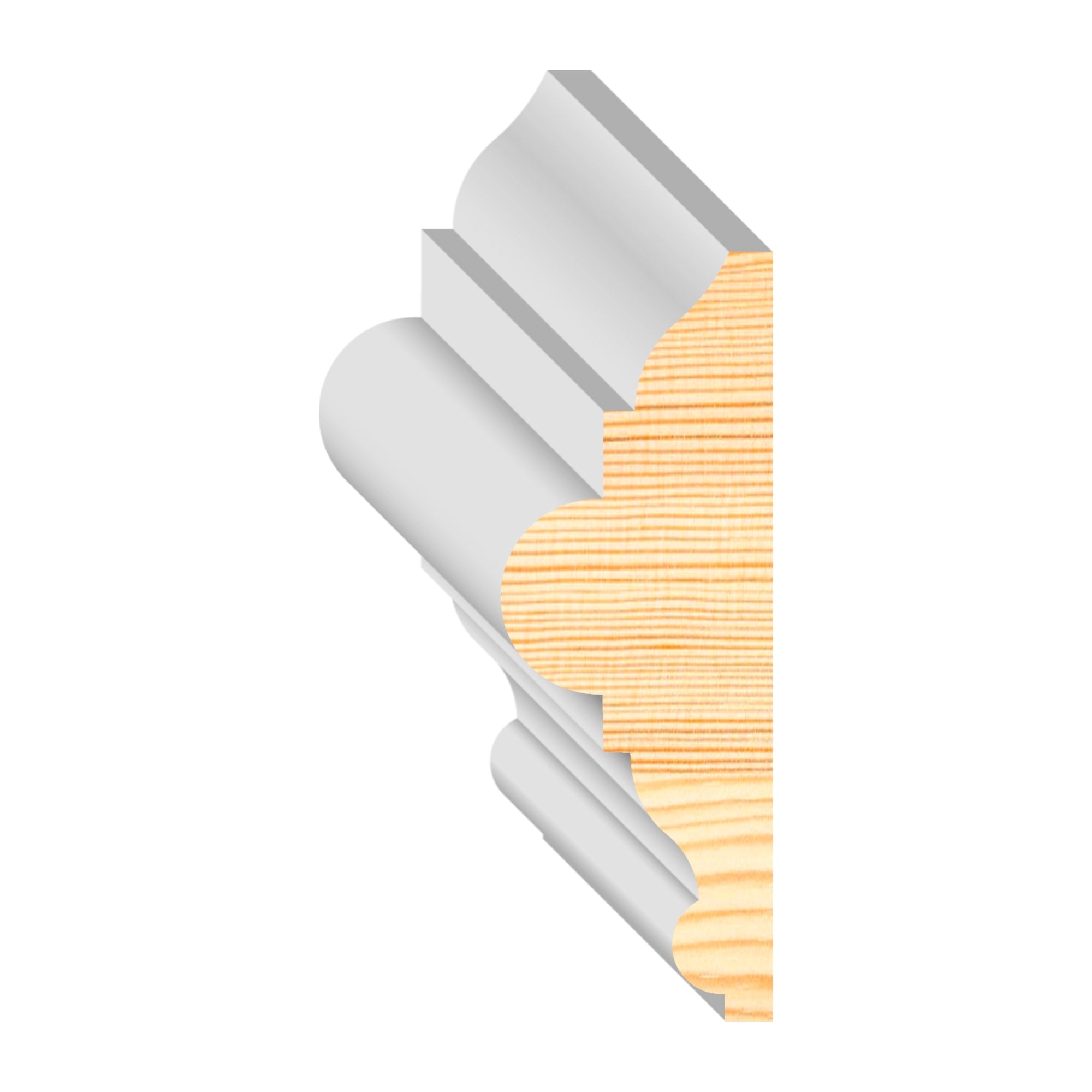 1-1/16 in x 3 in x 16 ft M0300W Primed White Pine Wood Chair Rail - Moulding, durable composite construction with a smooth primed white finish for easy painting and installation.
