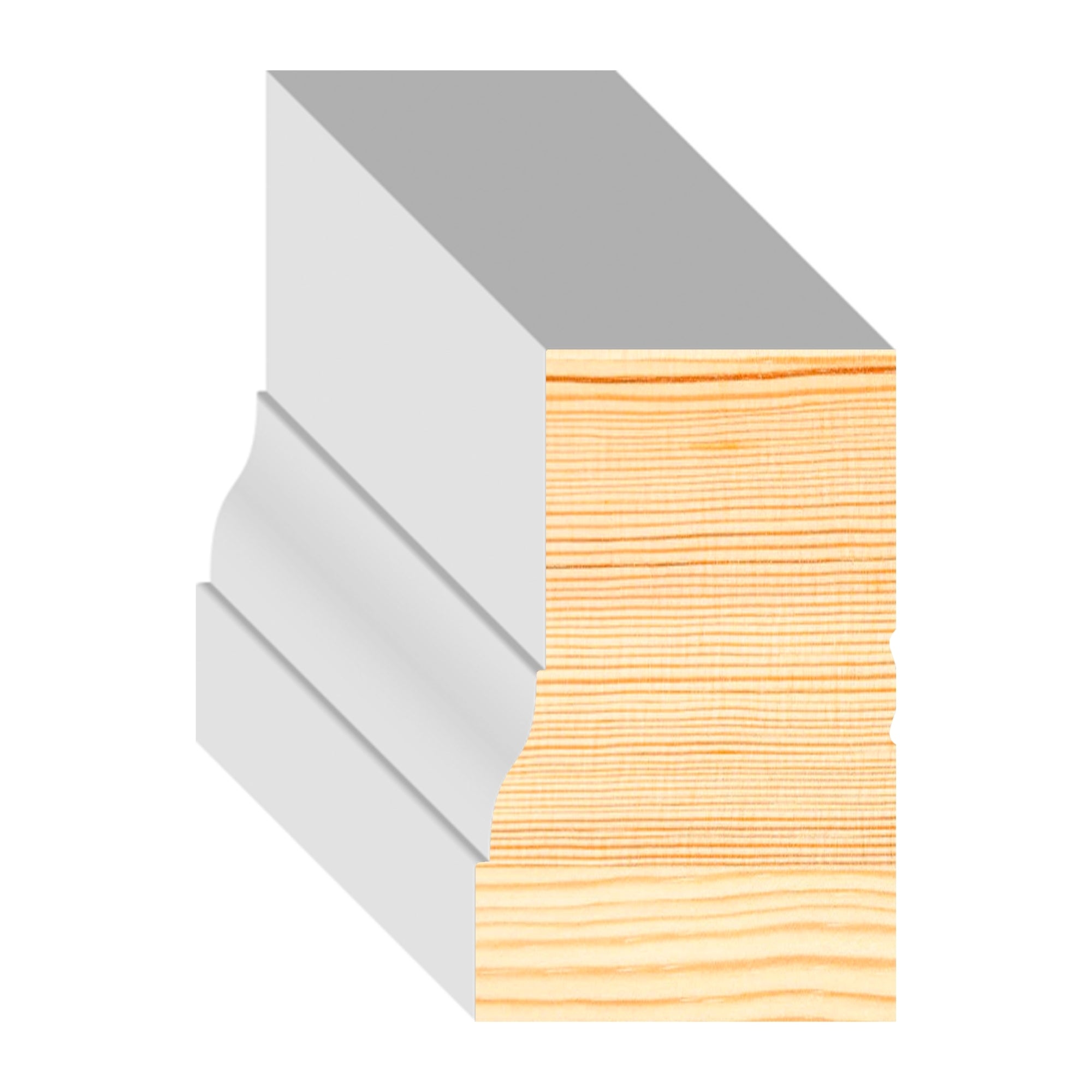 1-1/4 in x 2 in x 17 ft M0180W Primed White Pine Wood Brick Mould - Moulding, durable composite construction with a smooth primed white finish for easy painting and installation.