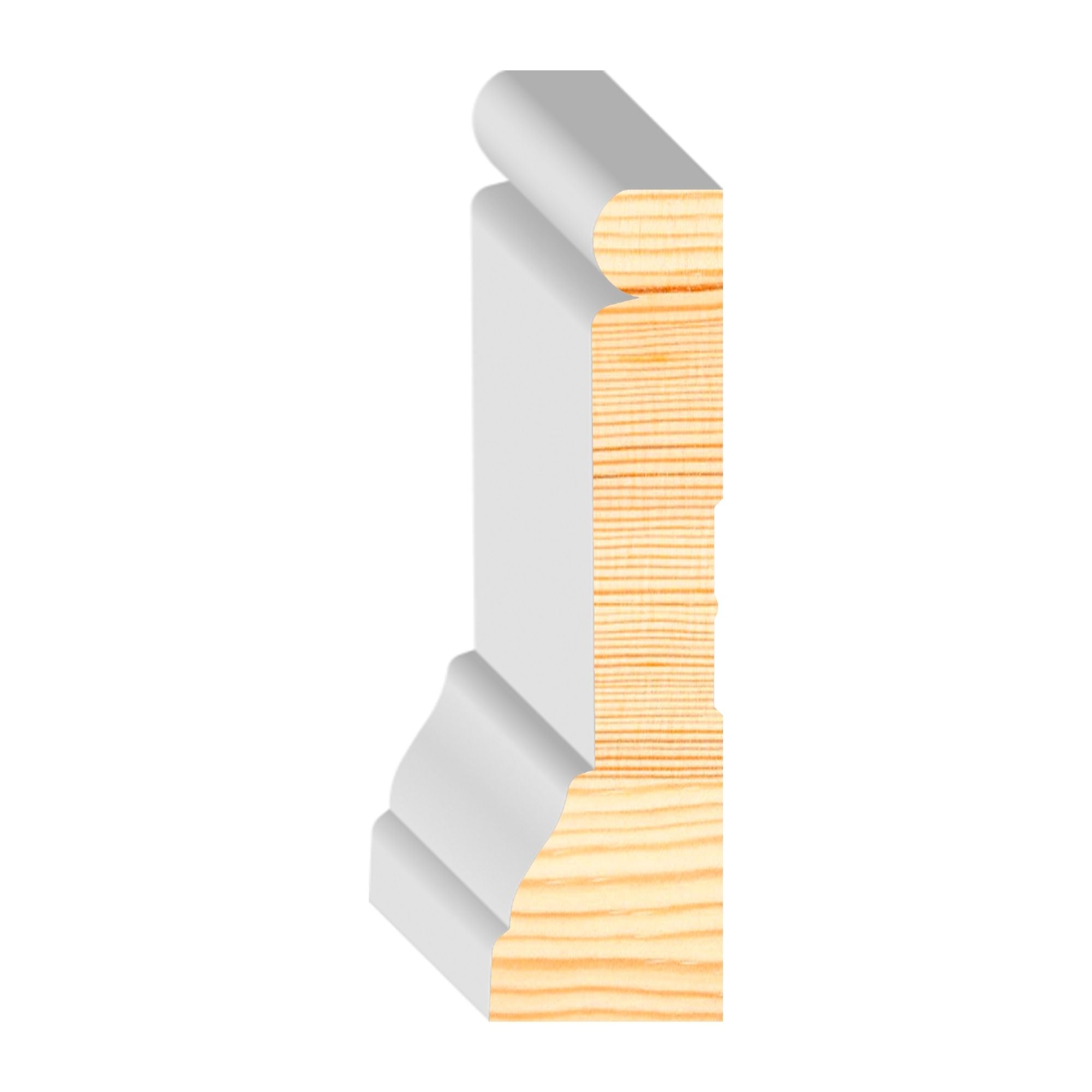 1-3/16 in x 4-1/4 in x 17 ft M0520K Primed White Pine Wood Casing - Moulding, durable composite construction with a smooth primed white finish for easy painting and installation.