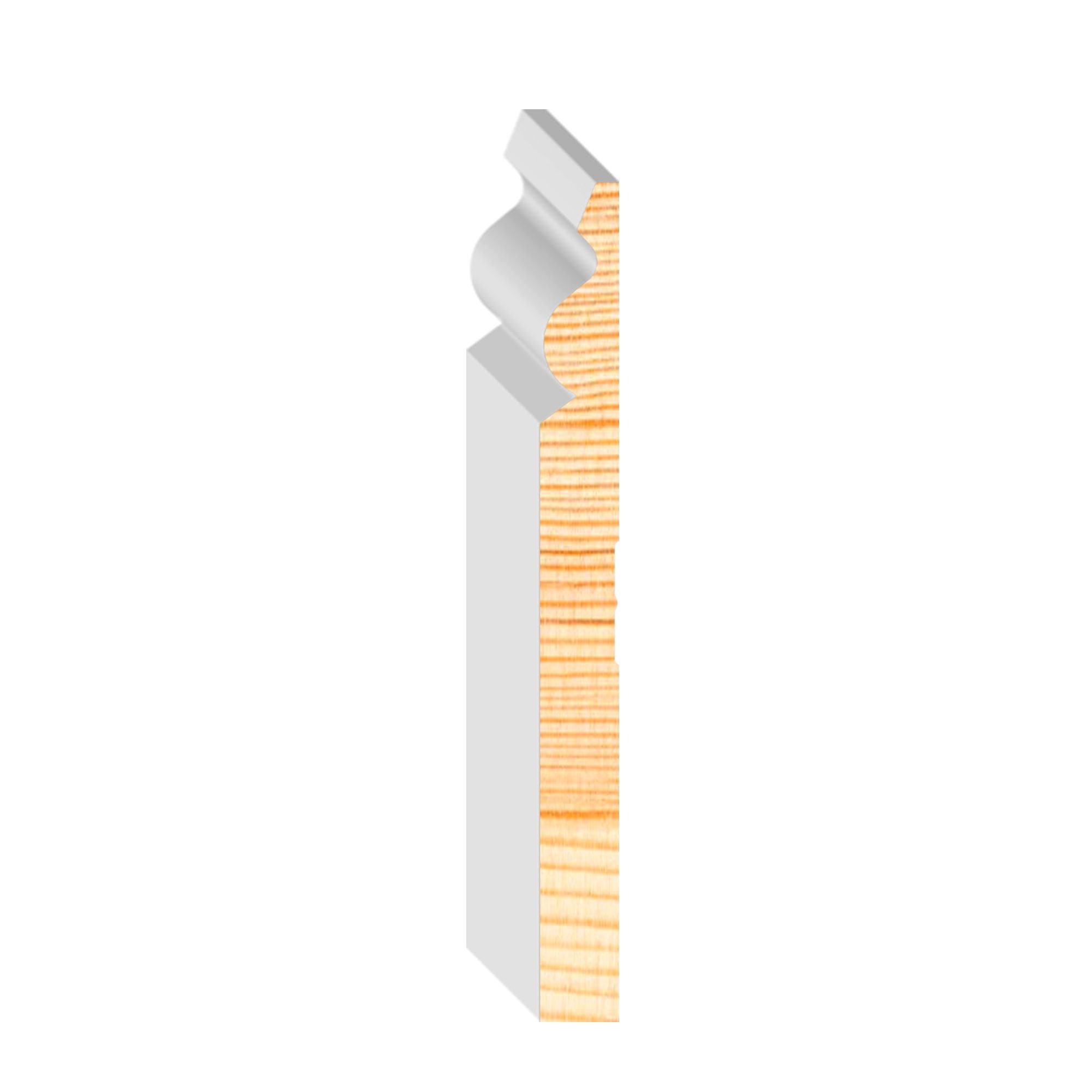 11/16 in x 7-1/4 in x 16 ft M0739B Primed White Pine Wood Baseboard -  Moulding, durable composite construction with a smooth primed white finish for easy painting and installation.