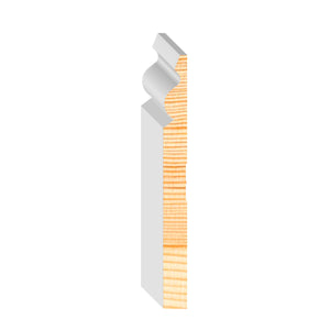11/16 in x 7-1/4 in x 16 ft M0739B Primed White Pine Wood Baseboard - Moulding, durable composite construction with a smooth primed white finish for easy painting and installation.