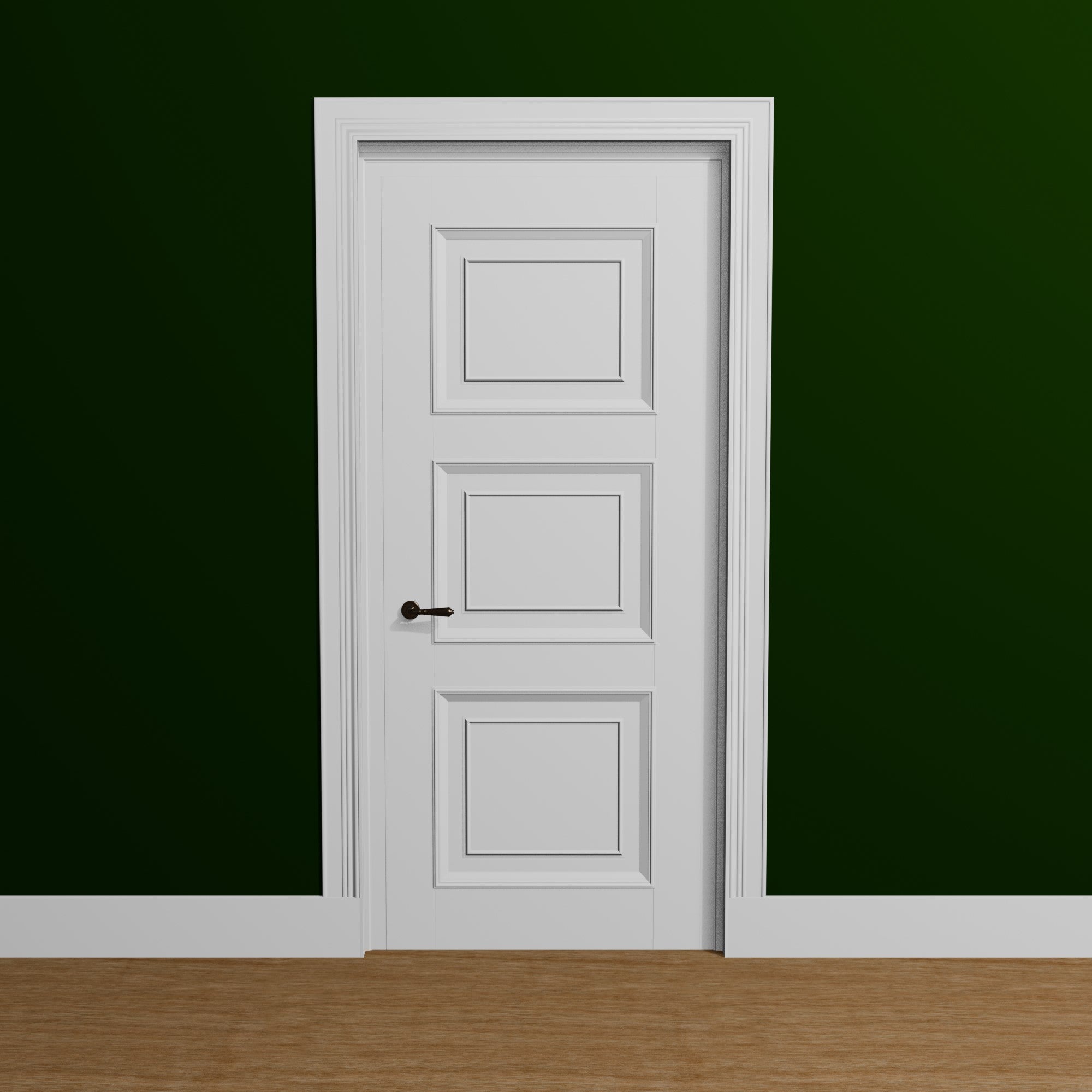 View of a room featuring the M0523L Primed White Pine Wood Casing Moulding installed, measuring 11/16 in x 3-5/16 in x 17 ft, highlighting an elegant and clean finish, ideal for enhancing the aesthetics of any space.