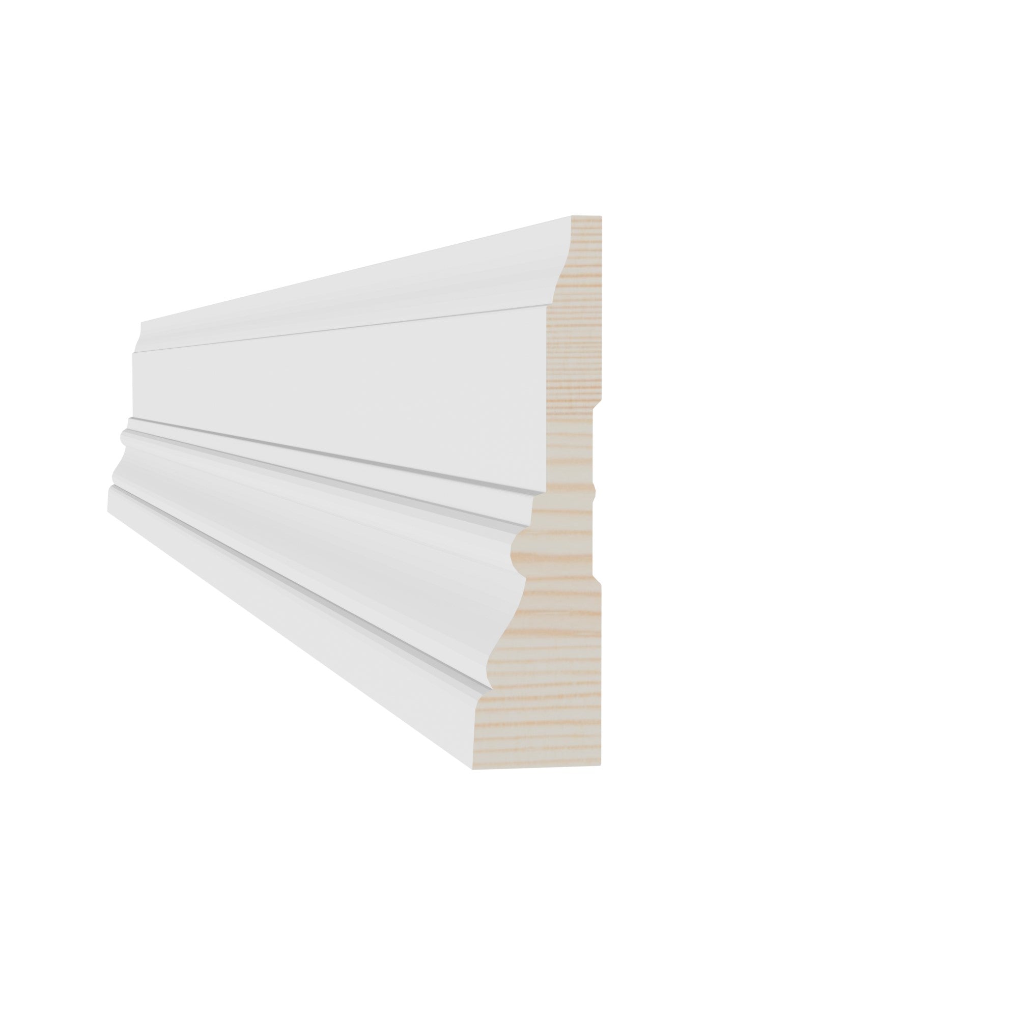 13/16 in x 3-3/8 in x 17 ft M8312A Primed White Pine Wood Casing - Moulding - high-quality decorative trim for doors, windows, and interior finishing.