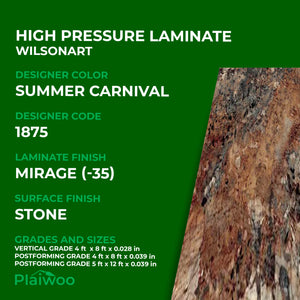 1875 Wilsonart Summer Carnival (-35) Mirage (-35) HPL 4 ft x 8 ft Laminate Sheets Specifications - Plaiwoo