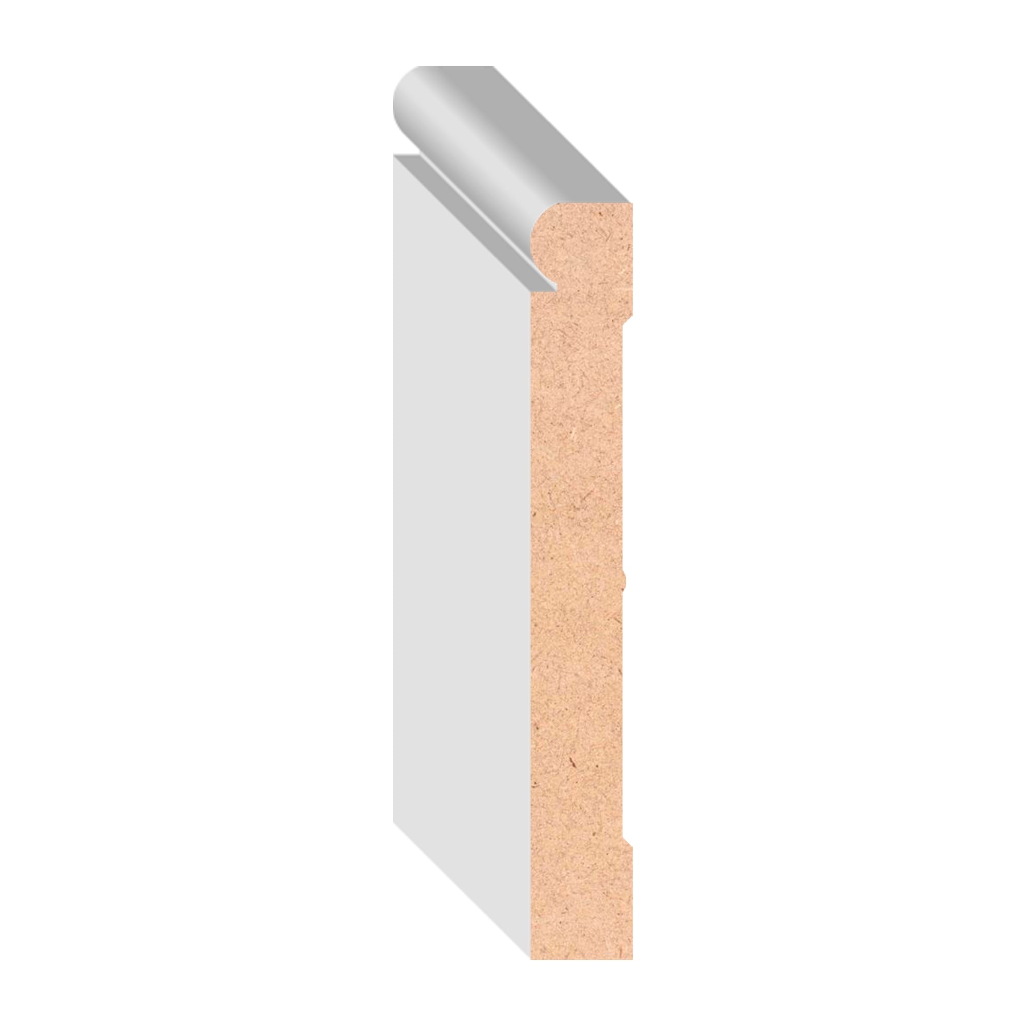 1/2 in x 5-1/4 in x 16 ft M0750V Primed White MDF-UL Baseboard -  Moulding, durable composite construction with a smooth primed white finish for easy painting and installation.
