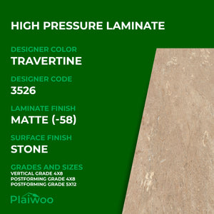 Formica Travertine 3526 Matte HPL 4 ft x 8 ft Laminate Sheets Specifications - Plaiwoo
