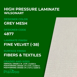 4877 Wilsonart Grey Mesh (-38) Fine Velvet (-38) HPL 4 ft x 8 ft Laminate Sheets Specifications - Plaiwoo