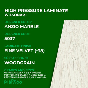 5037 Wilsonart Anzio Marble (-38) Fine Velvet (-38) HPL 4 ft x 8 ft Laminate Sheets Specifications - Plaiwoo