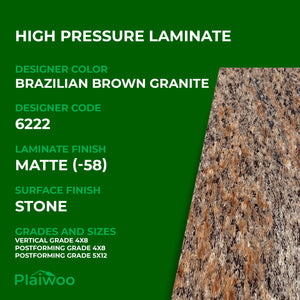 Formica Brazilian Brown Granite 6222 Matte HPL 4 ft x 8 ft Laminate Sheets Specifications - Plaiwoo