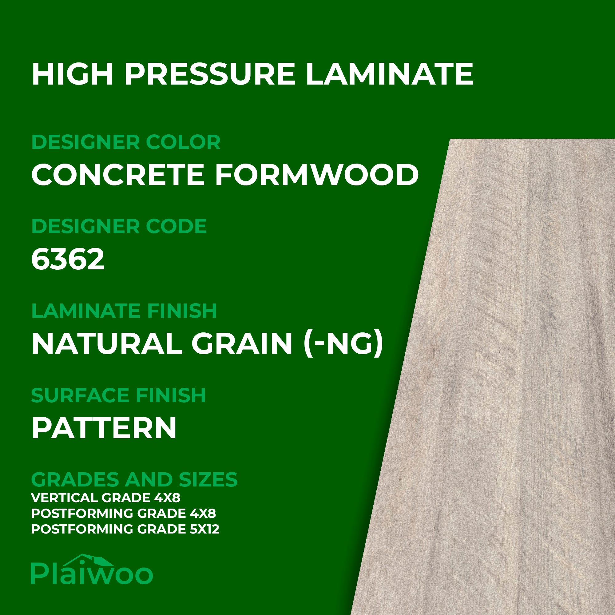 Formica Concrete Formwood 6362 Natural Grain HPL 4 ft x 8 ft Laminate Sheets Specifications - Plaiwoo