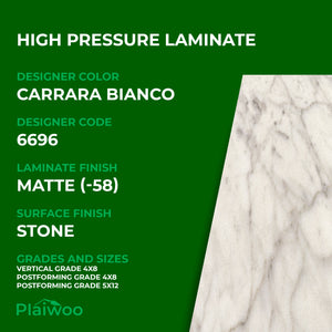 Formica Carrara Bianco 6696 Matte HPL 4 ft x 8 ft Laminate Sheets Specifications - Plaiwoo