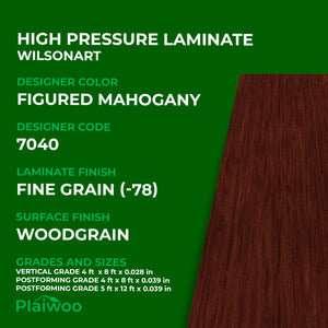 7040 Wilsonart Figured Mahogany (-78) Fine Grain (-78) HPL 4 ft x 8 ft Laminate Sheets Specifications - Plaiwoo