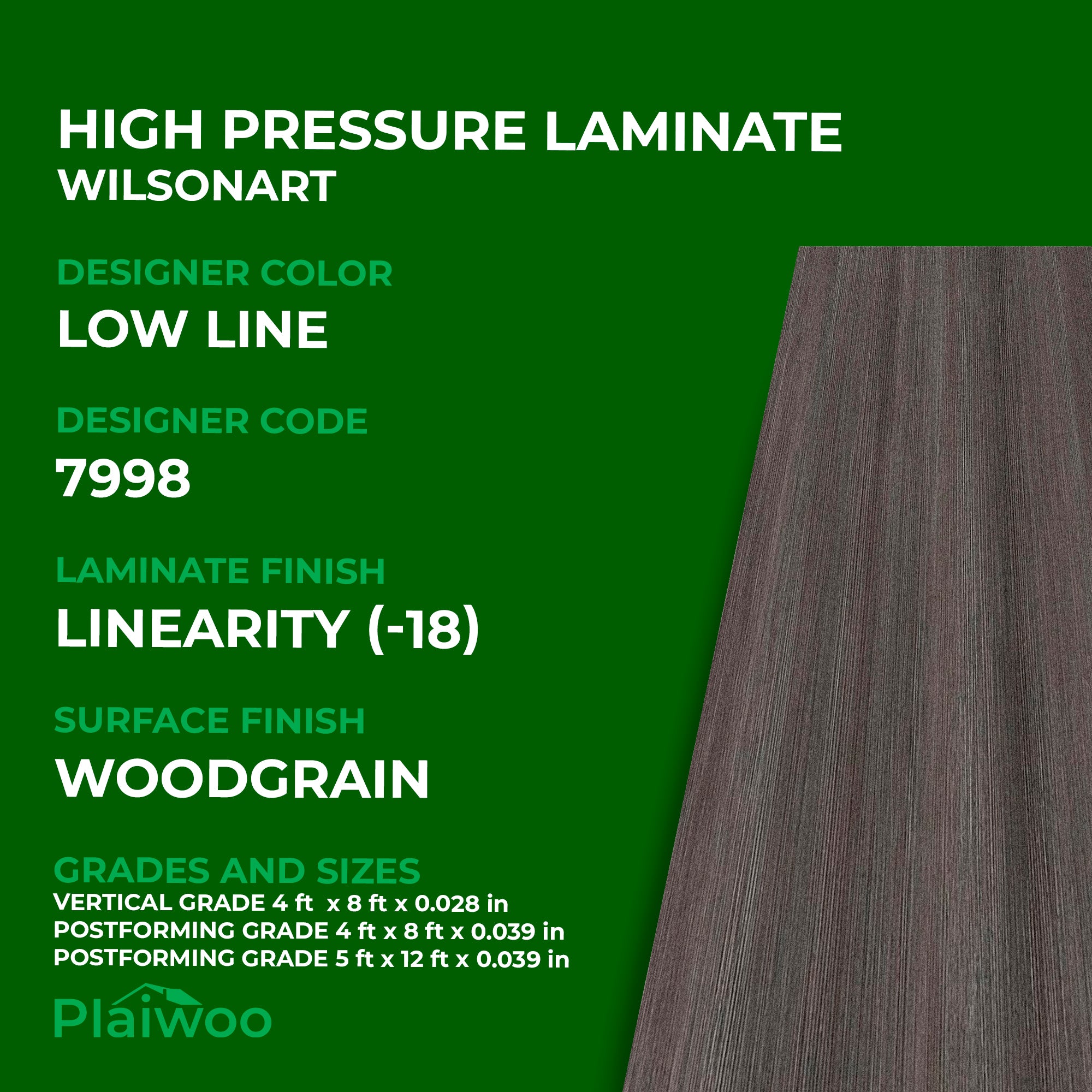 7998 Wilsonart Low Line (-18) Linearity (-18) HPL 4 ft x 8 ft Laminate Sheets Specifications - Plaiwoo