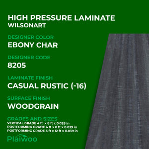 8205 Wilsonart Ebony Char (-16) Casual Rustic (-16) HPL 4 ft x 8 ft Laminate Sheets Specifications - Plaiwoo