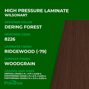 8226 Wilsonart Dering Forest (-79) Ridgewood (-79) HPL 4 ft x 8 ft Laminate Sheets Specifications - Plaiwoo