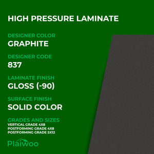 Formica Graphite 837 Gloss HPL 4 ft x 8 ft Laminate Sheets Specifications - Plaiwoo
