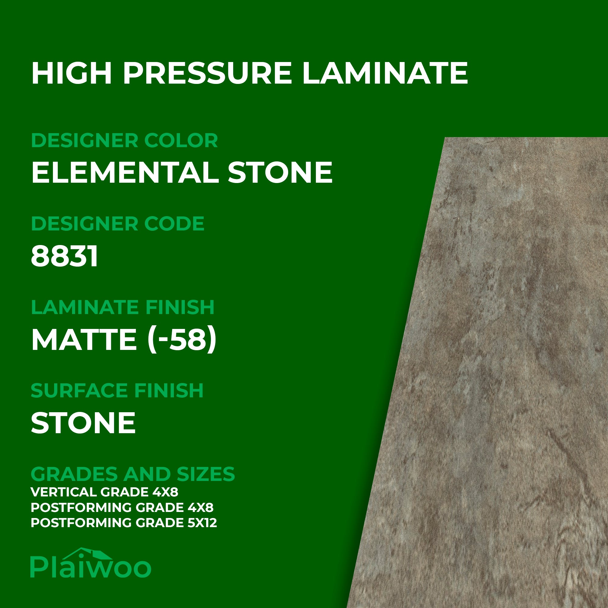 Formica Elemental Stones 8831 Matte HPL 4 ft x 8 ft Laminate Sheets Specifications - Plaiwoo