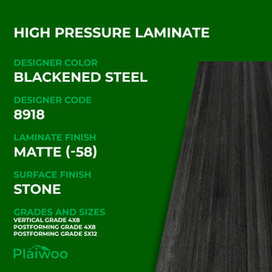 Formica Blackened Steel 8918 Matte HPL 4 ft x 8 ft Laminate Sheets Specifications - Plaiwoo