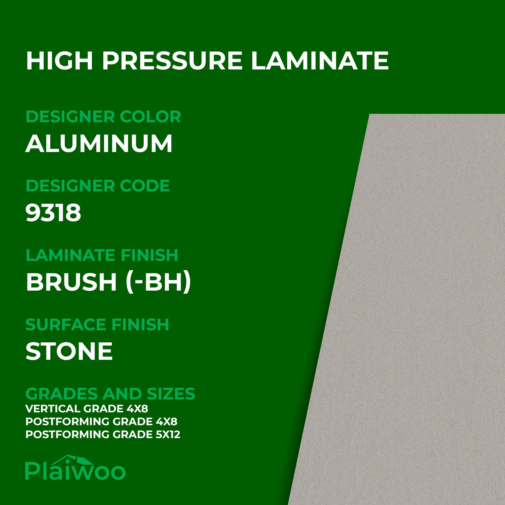 Formica Aluminum 9318 Brush HPL 4 ft x 8 ft Laminate Sheets Specifications - Plaiwoo