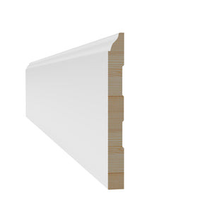 9/16 in x 5-1/4 in x 16 ft M618P Primed White Pine Wood Baseboard - Moulding - high-quality decorative trim for doors, windows, and interior finishing.