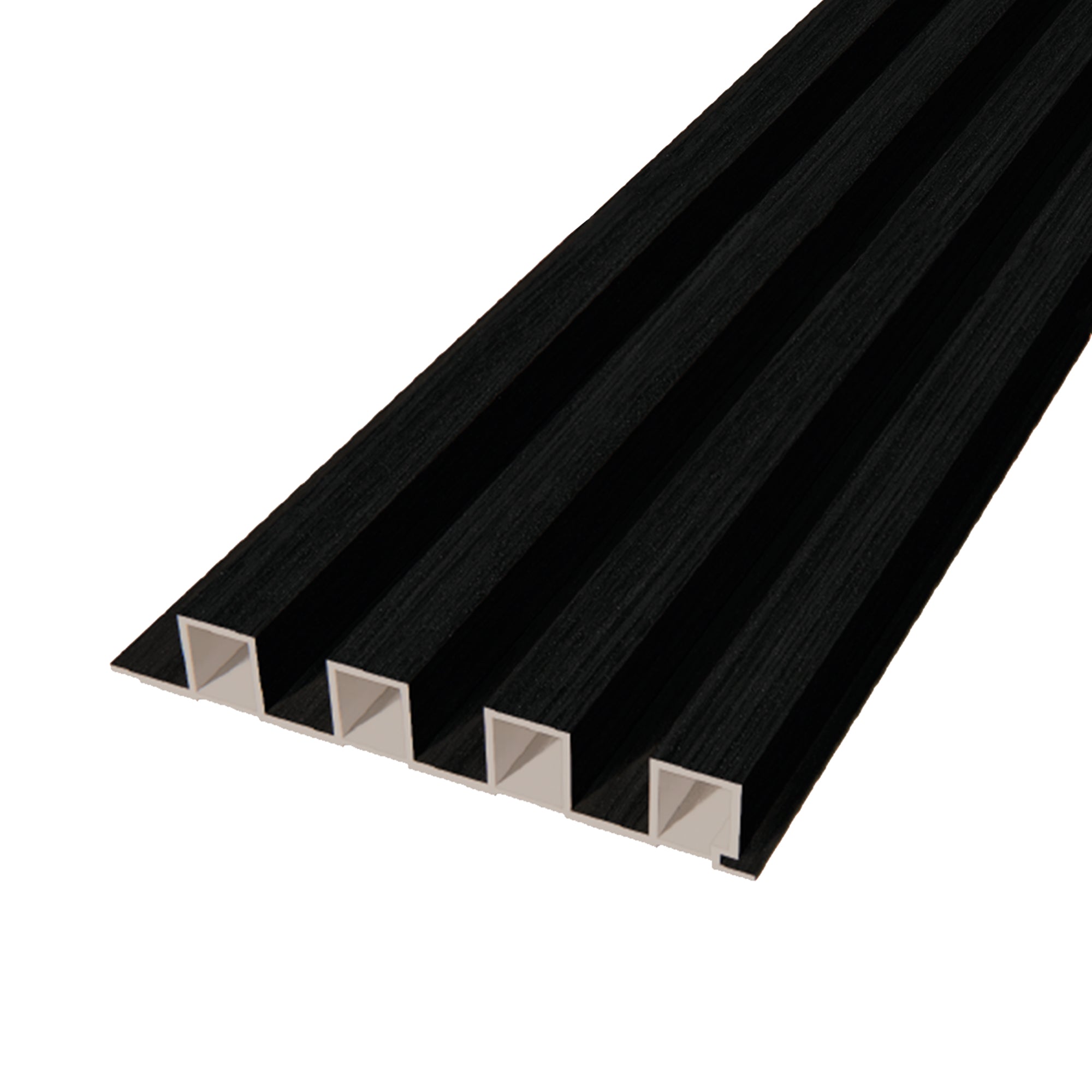 Black Decorative Wall Panel - WPC Bancal, featuring a modern wood-plastic composite design in dimensions 6 1/4 ft x 9 1/2 ft x 1 in, ideal for stylish interior wall applications.