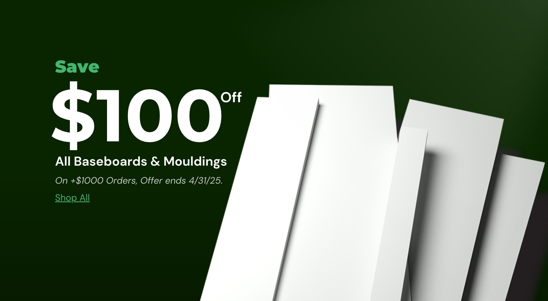 Promotional Banner of mouldigns and baseboards at Plaiwoo, local delivery available
