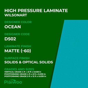 D502 Wilsonart Ocean (-60) Matte (-60) HPL 4 ft x 8 ft Laminate Sheets Specifications - Plaiwoo