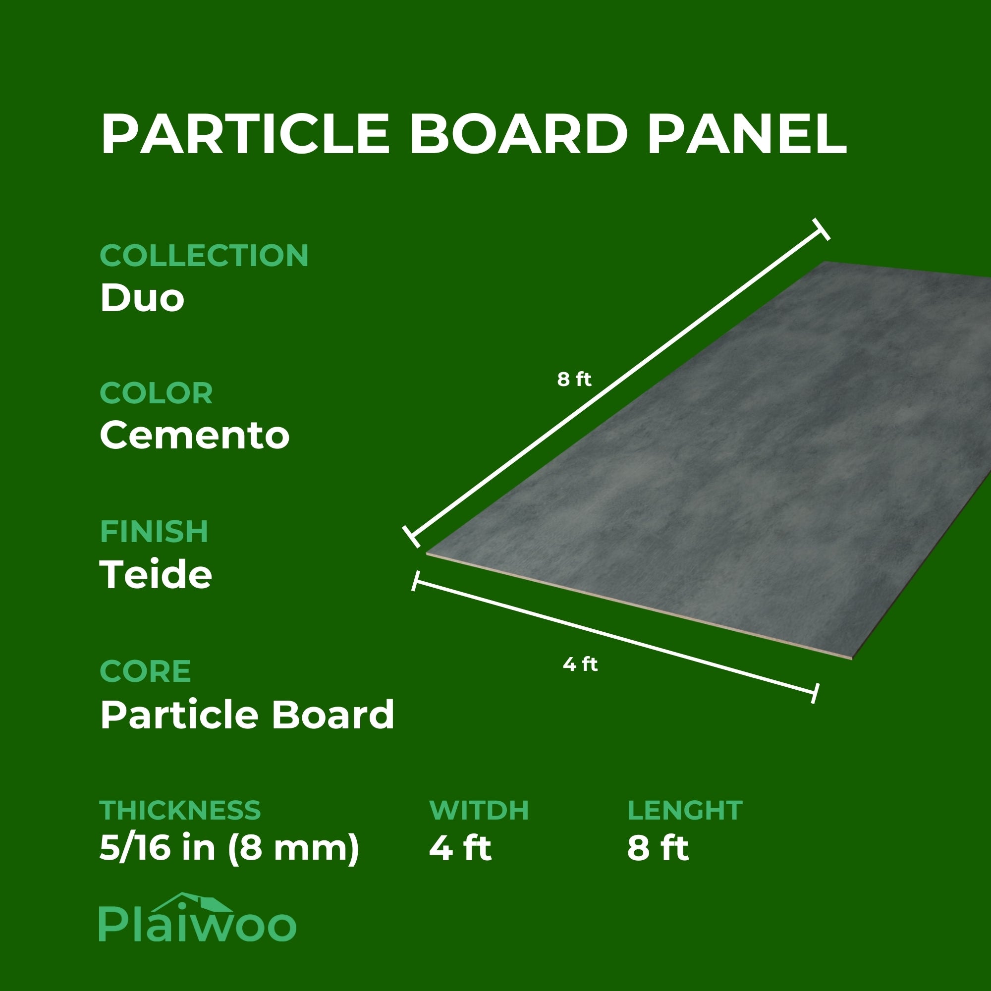 Finsa Cemento Duo Melamine TFL Panel (5/16 in x 4 ft x 8 ft)