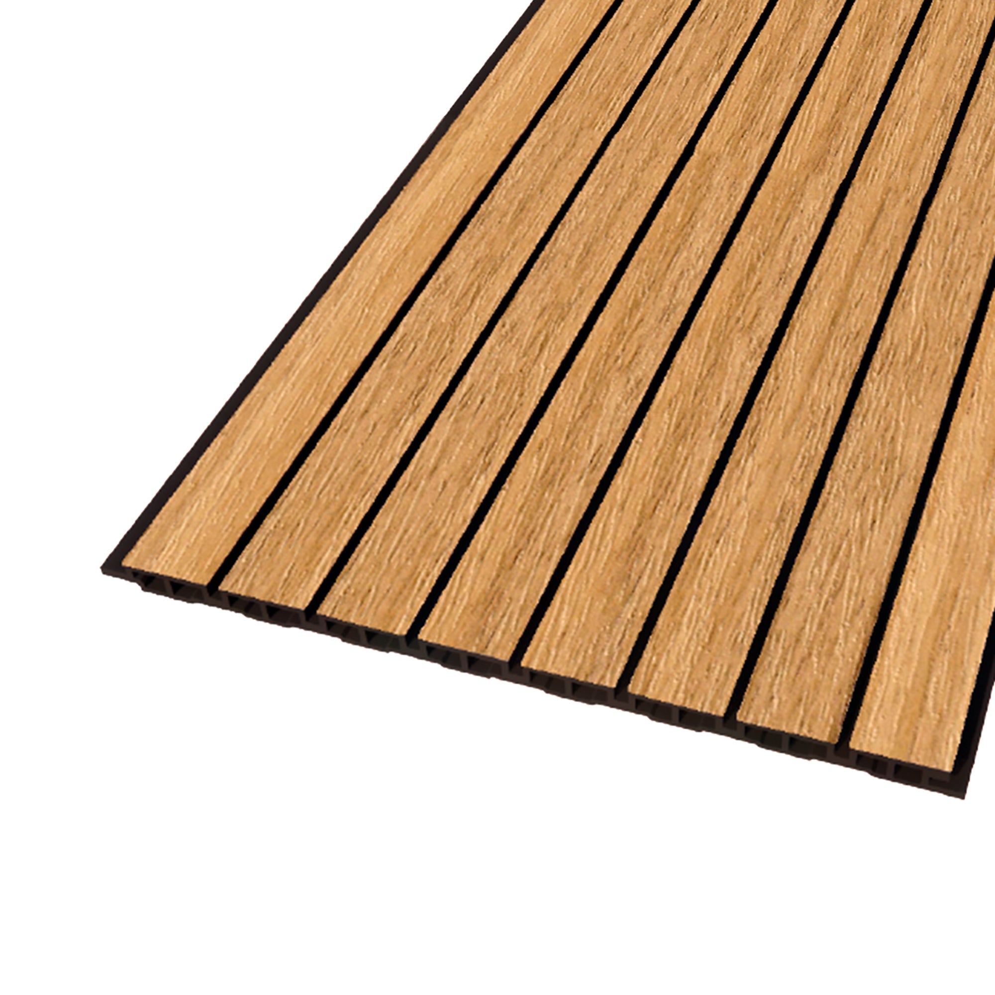Hue Decorative Wall Panel - WPC Liscio, featuring a modern wood-plastic composite design in dimensions 9-7/8 in x 9 1/2 ft x 3/8 in, ideal for stylish interior wall applications.