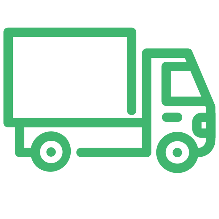 a green icon of a truck