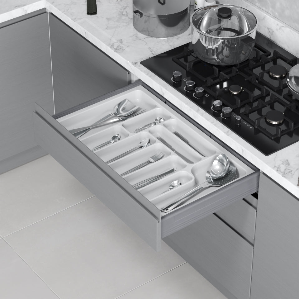 Starax Cut to Size Cutlery Tray - White (21 1/4-18 7/8 in x 19 1/4-16 1/8 in x 2 1/8 in)