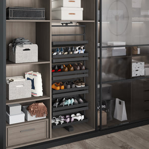 Starax Rotating 6 Shelves Shoe Organizer - Anthracite (27 1/2 in x 14 1/8 in x 42 1/8-50 in)