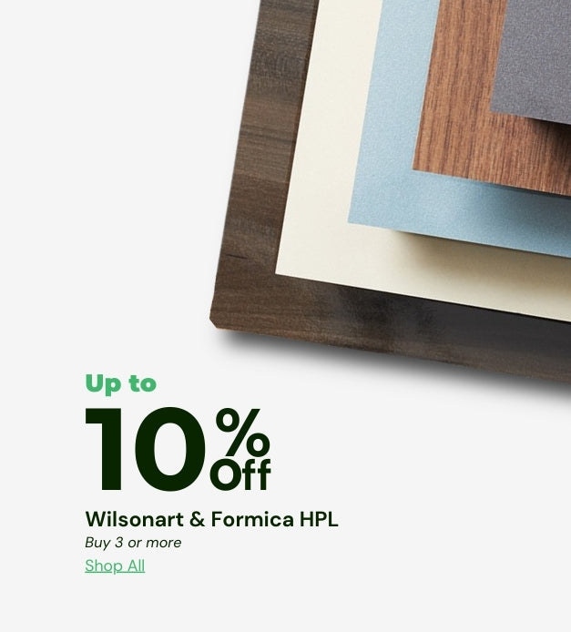 Banner of Wilsonart products offering discount on High-Pressure Laminates