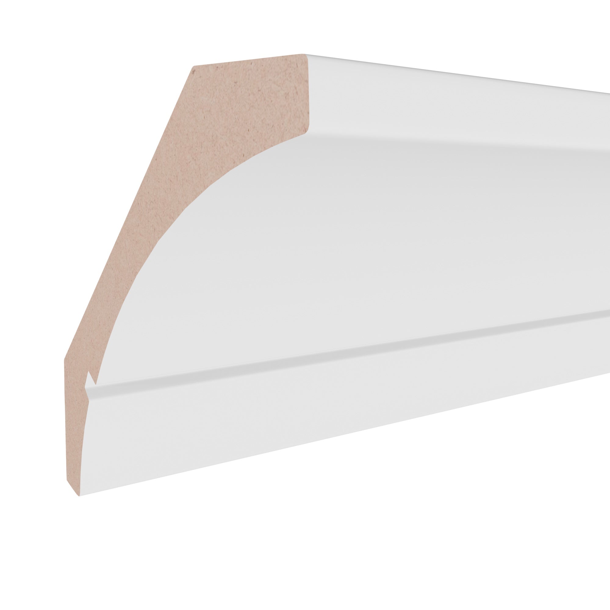 1-3/16 in x 5-7/16 in x 16 ft MM312A Primed White MDF Crown -  Moulding, durable composite construction with a smooth primed white finish for easy painting and installation.