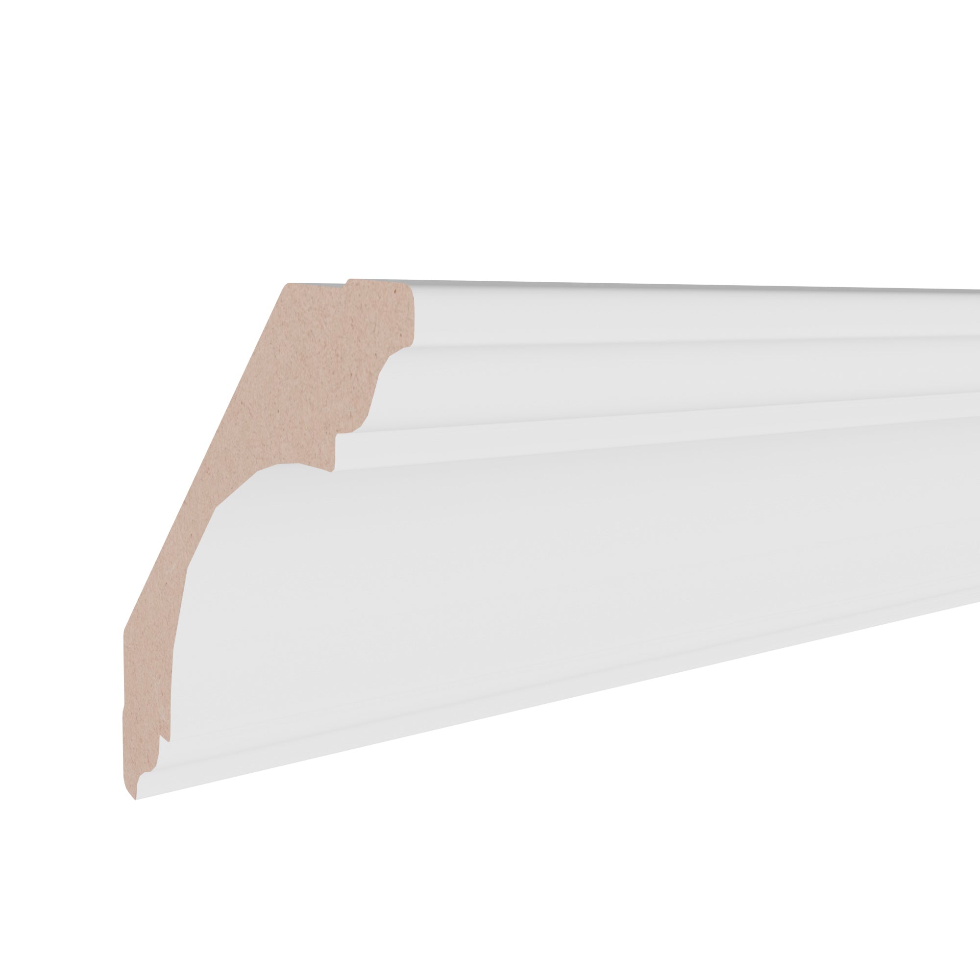 1-3/16 in x 6-5/16 in x 16 ft M0041A Primed White MDF Crown -  Moulding, durable composite construction with a smooth primed white finish for easy painting and installation.