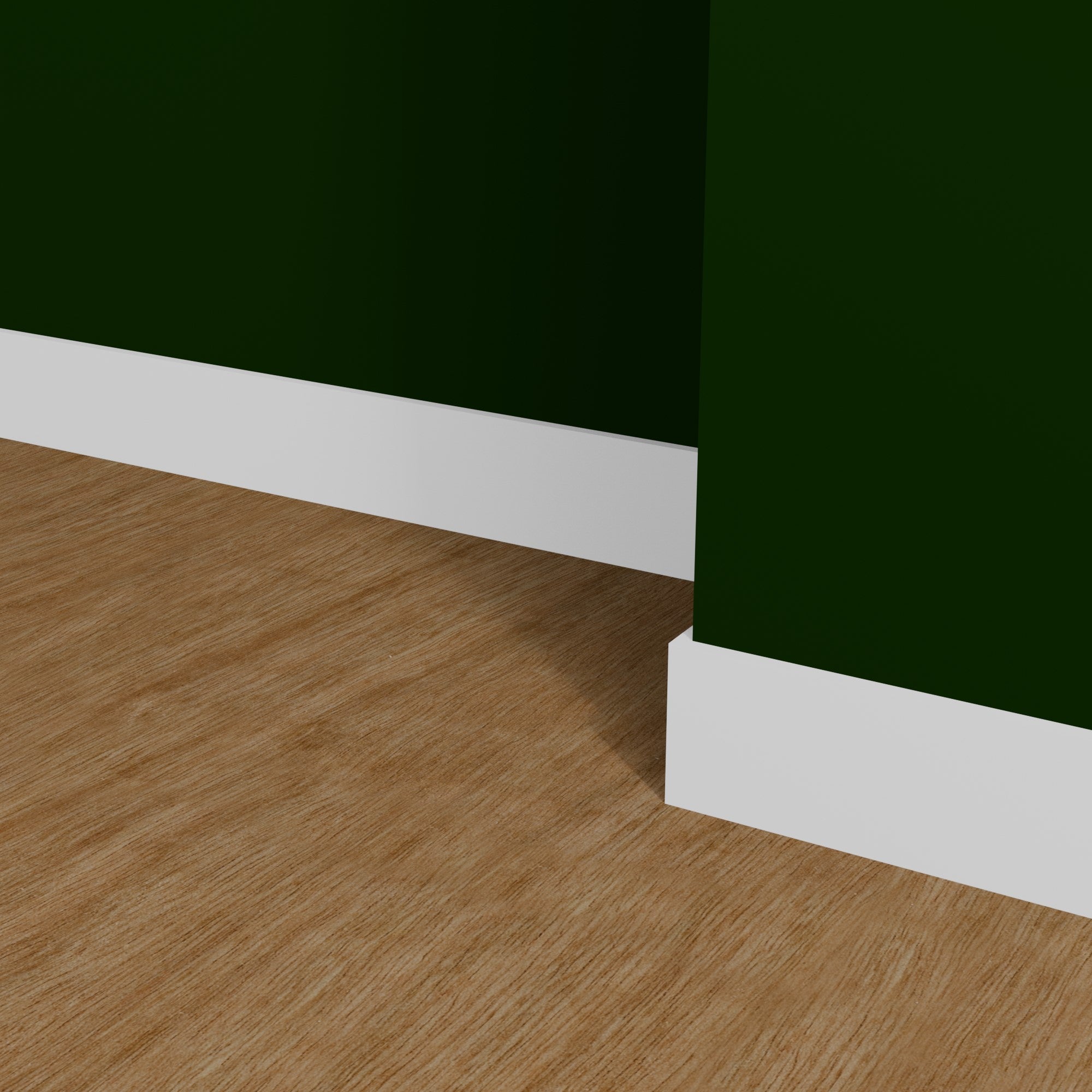View of a room featuring the L112C Primed White MDF Finished Boards Moulding installed, measuring 11/16 in x 11-1/4 in x 16 ft, highlighting an elegant and clean finish, ideal for enhancing the aesthetics of any space.