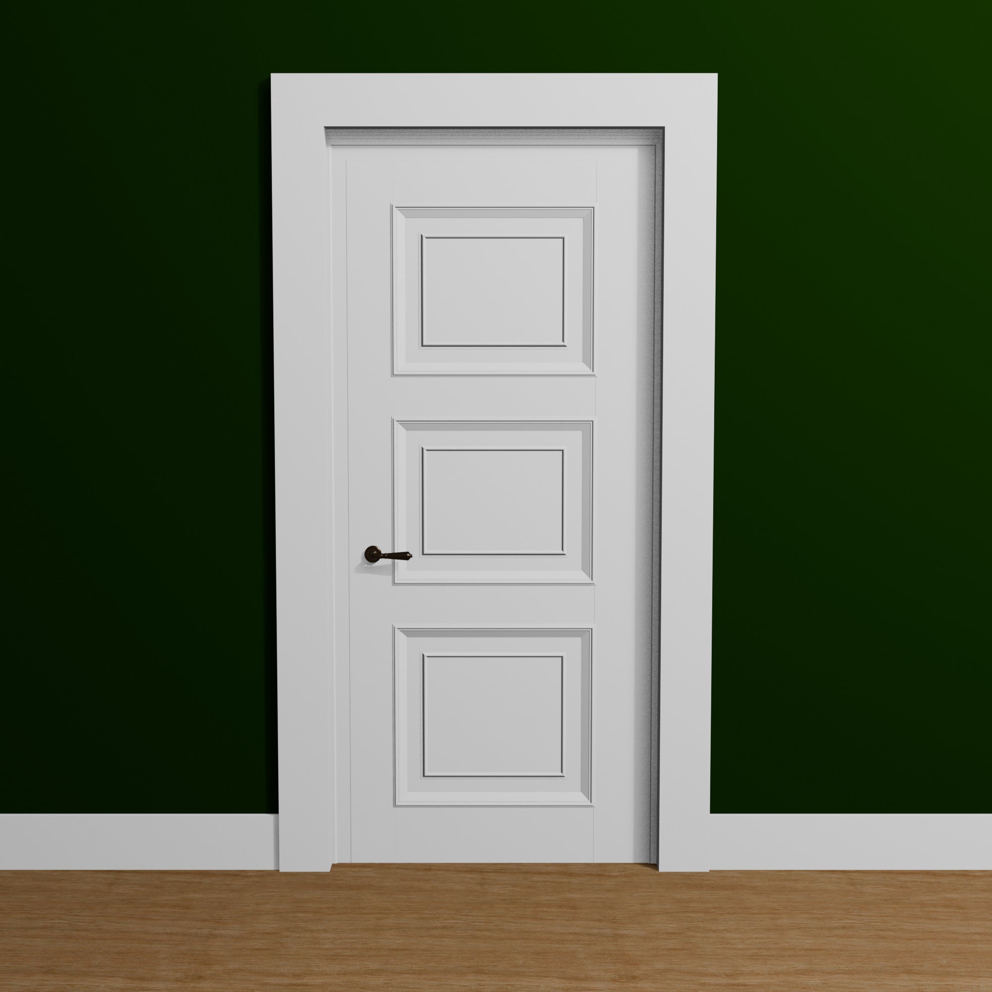 View of a room featuring the L1X3M Primed White Pine Wood Finished Boards Moulding installed, measuring 11/16 in x 2-1/2 in x 17 ft, highlighting an elegant and clean finish, ideal for enhancing the aesthetics of any space.