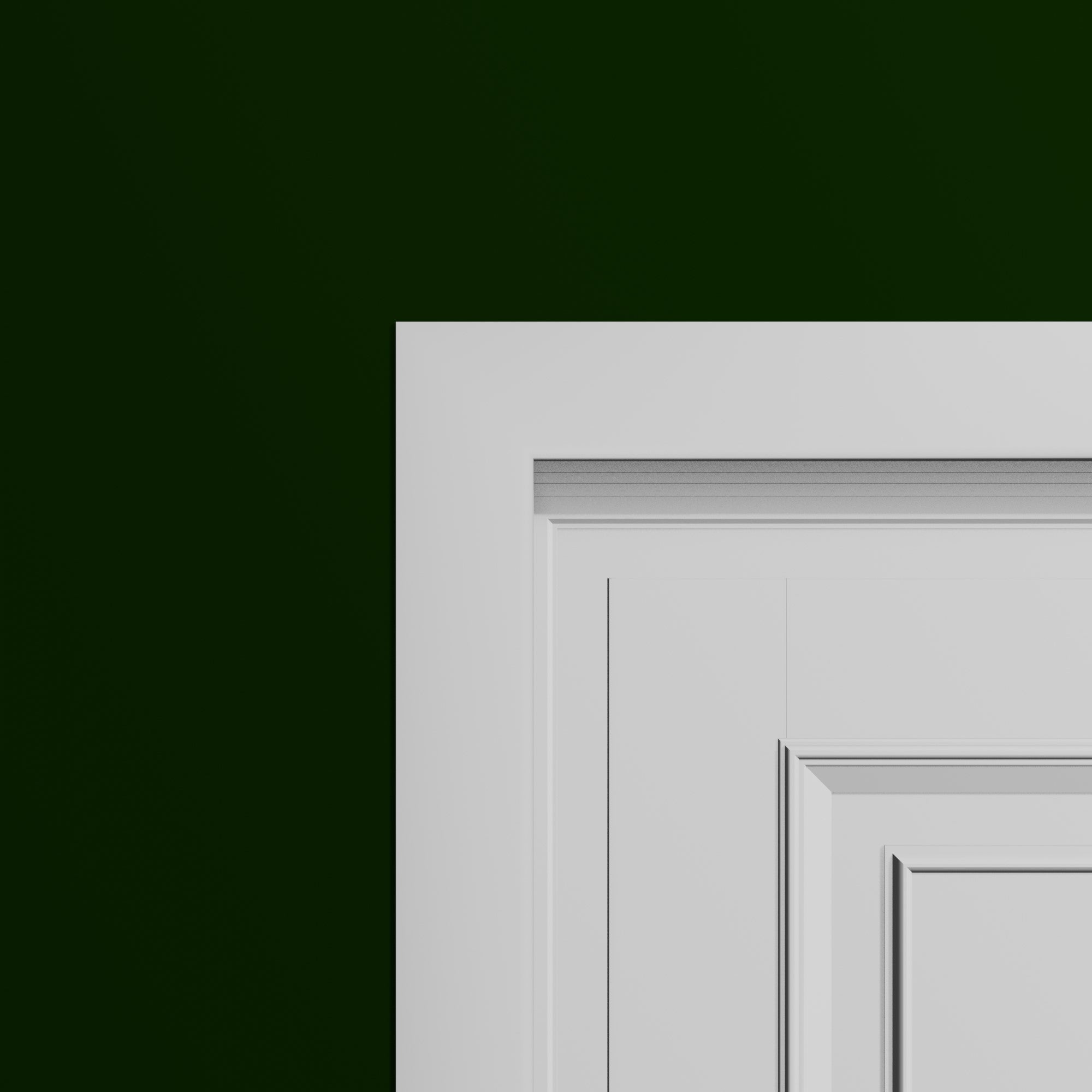 View of a room featuring the M0327W Primed White Pine Wood Casing Moulding installed, measuring 11/16 in x 2-1/4 in x 85 in, highlighting an elegant and clean finish, ideal for enhancing the aesthetics of any space.