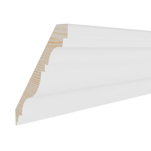 11/16 in x 6-1/4 in x 16 ft M9726A Primed White Pine Wood Crown -  Moulding, durable composite construction with a smooth primed white finish for easy painting and installation.