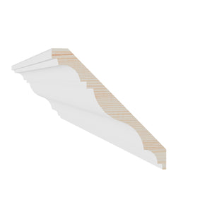 11/16 in x 6-1/4 in x 16 ft M9726A Primed White Pine Wood Crown -  Moulding - high-quality decorative trim for doors, windows, and interior finishing.
