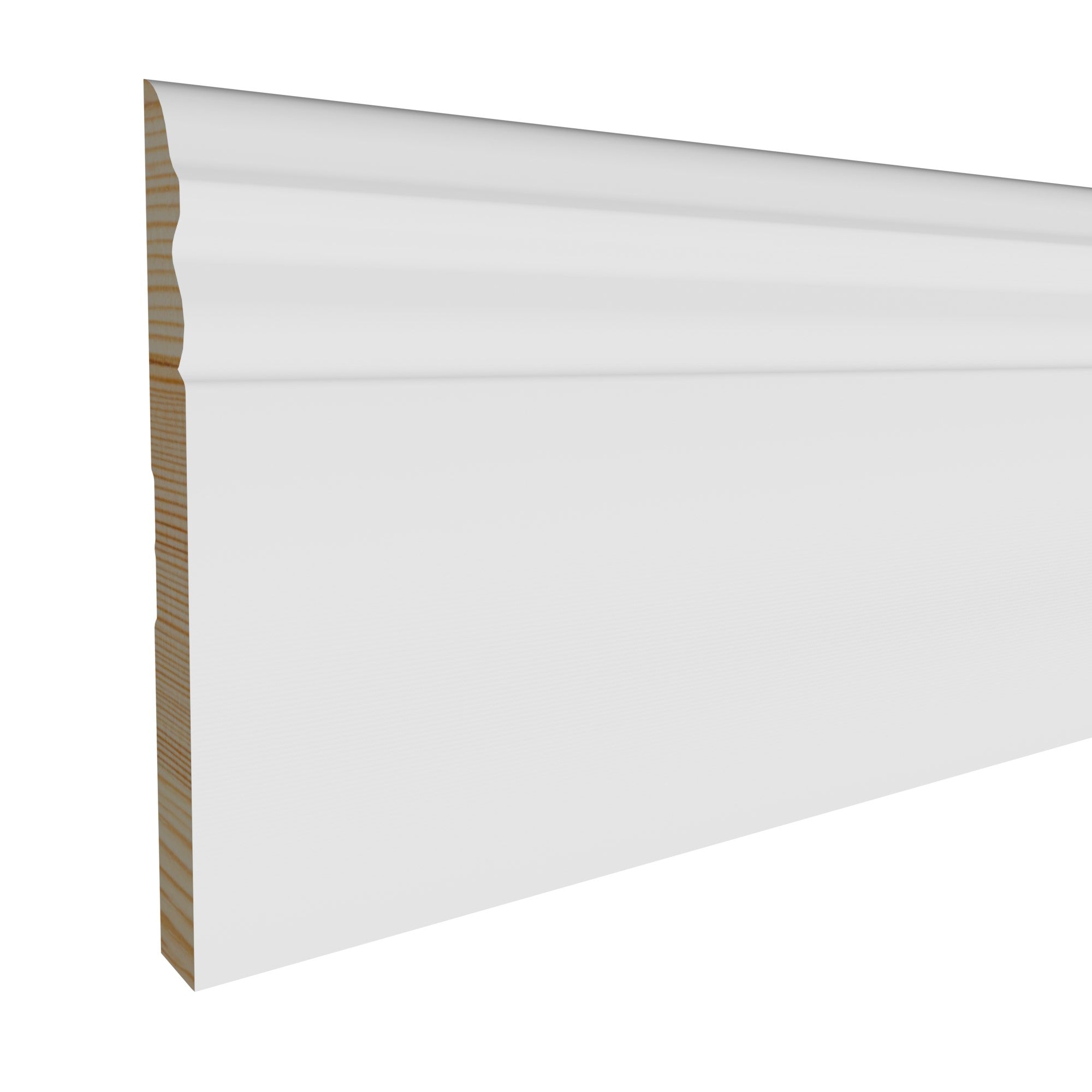 11/16 in x 6-3/8 in x 16 ft M8096B Primed White Pine Wood Baseboard -  Moulding, durable composite construction with a smooth primed white finish for easy painting and installation.