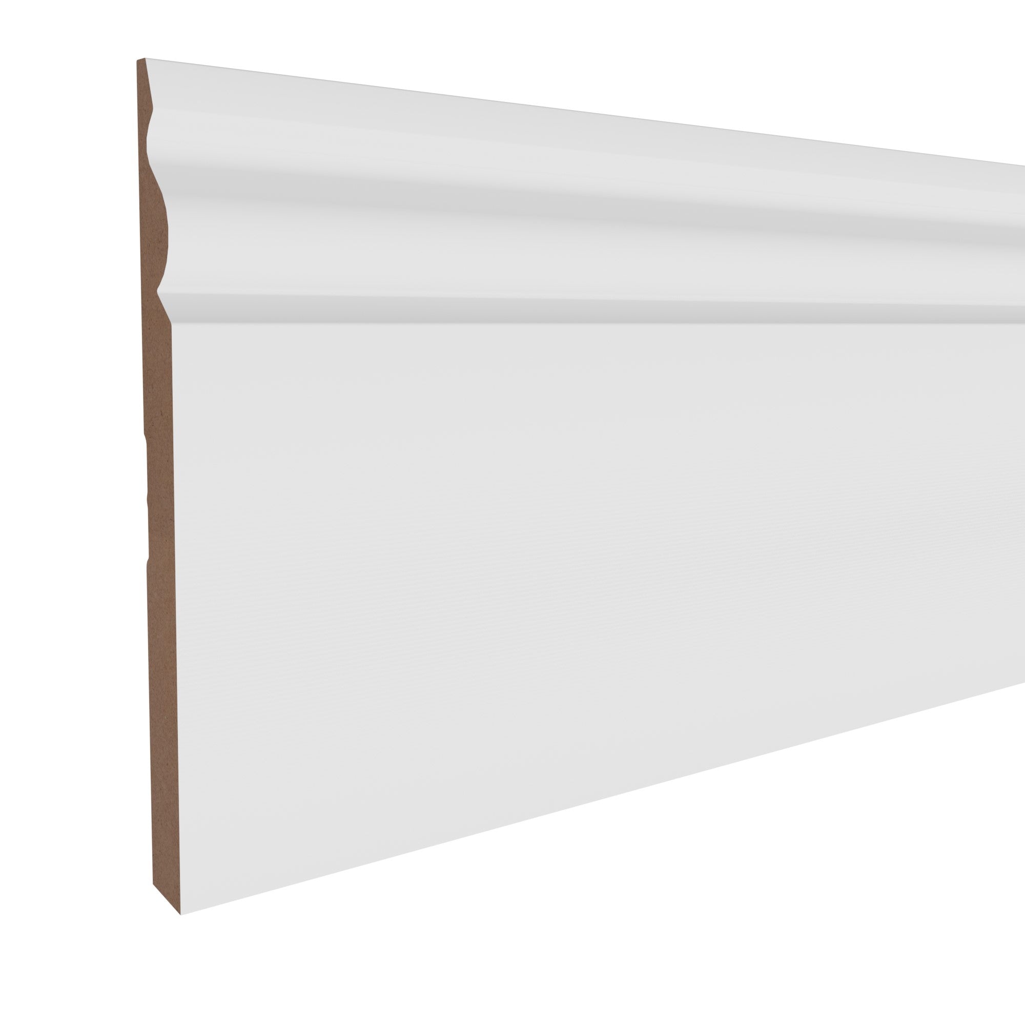 11/16 in x 7-1/4 in x 16 ft M0739P Primed White MDF-UL Baseboard -  Moulding, durable composite construction with a smooth primed white finish for easy painting and installation.