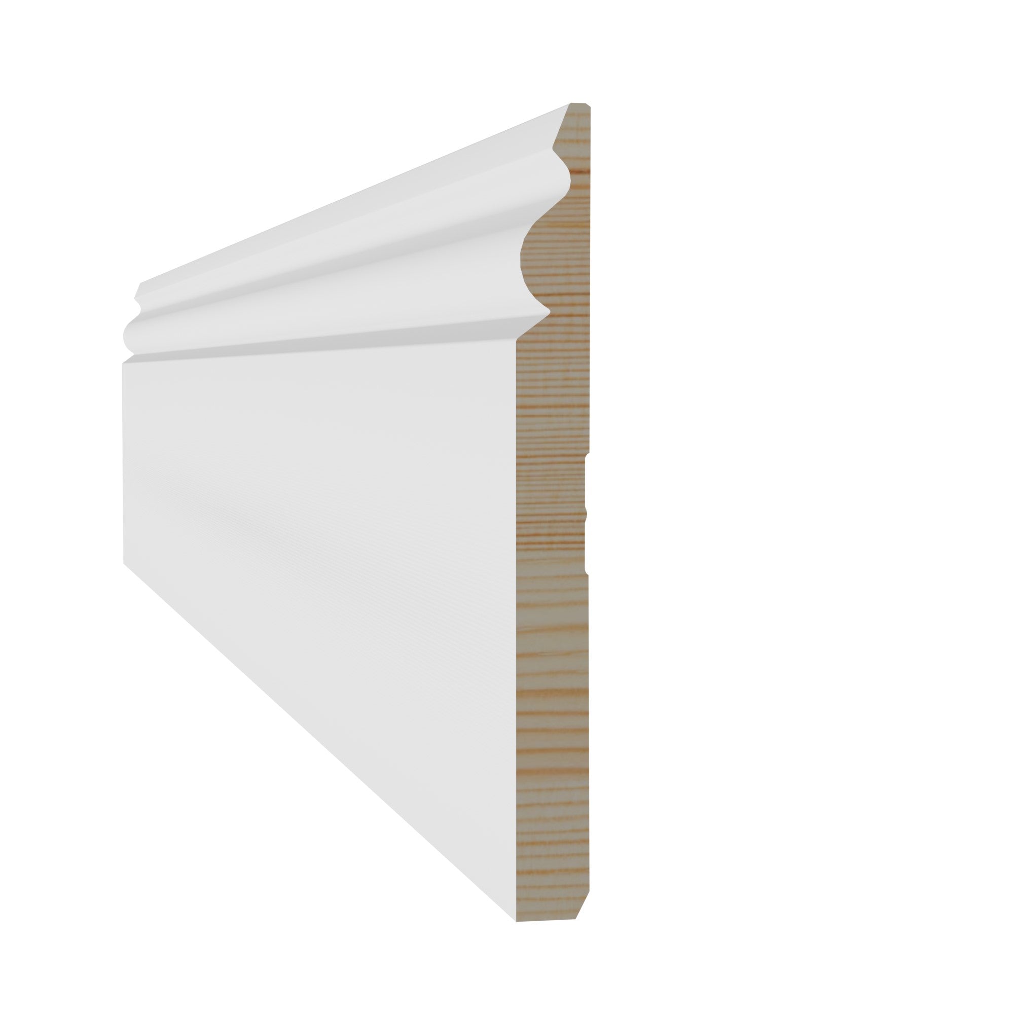 11/16 in x 7-1/4 in x 16 ft M0739P Primed White Pine Wood Baseboard -  Moulding - high-quality decorative trim for doors, windows, and interior finishing.