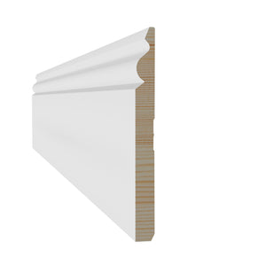 11/16 in x 7-1/4 in x 16 ft M0739P Primed White Pine Wood Baseboard -  Moulding - high-quality decorative trim for doors, windows, and interior finishing.