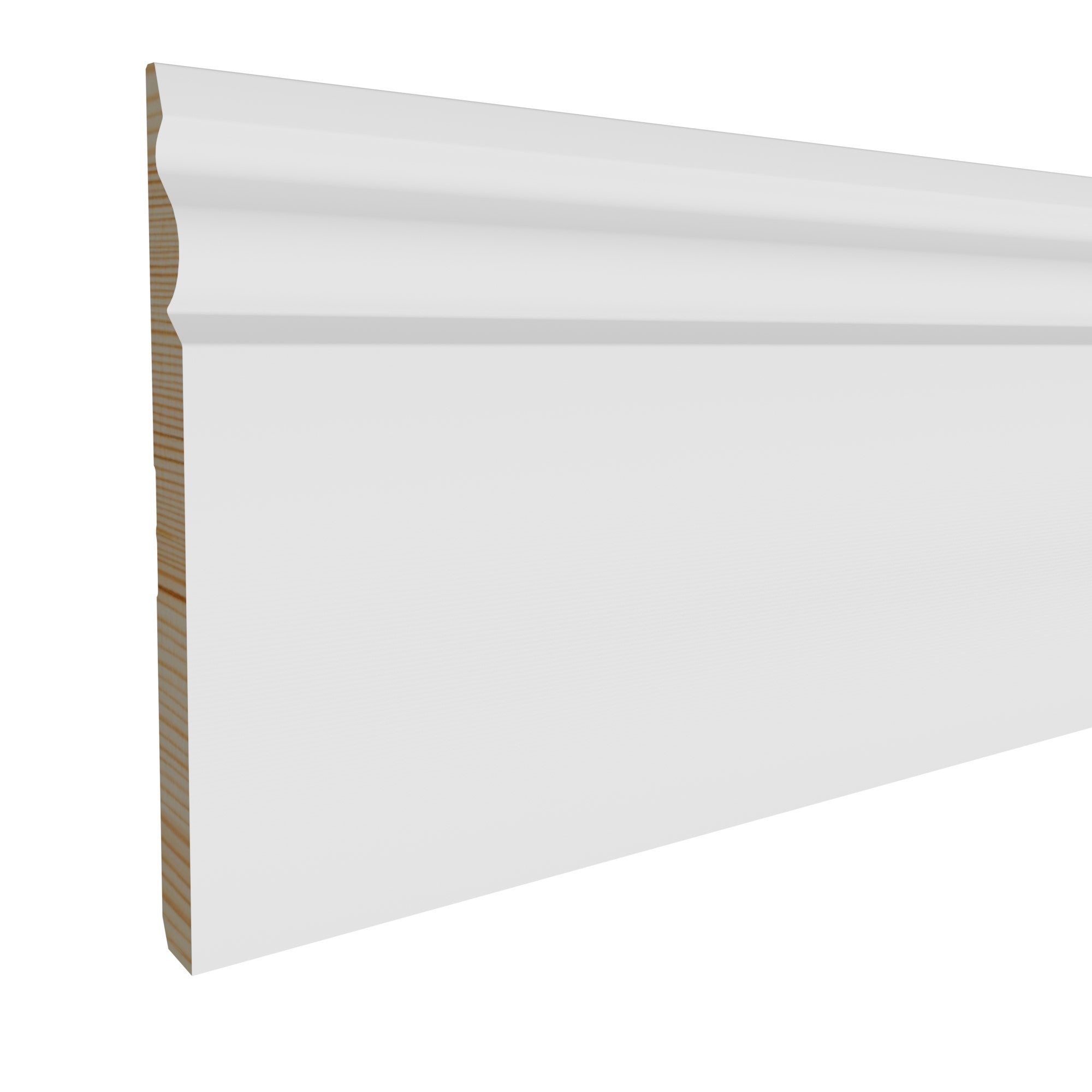 11/16 in x 7-1/4 in x 16 ft M0739P Primed White Pine Wood Baseboard -  Moulding, durable composite construction with a smooth primed white finish for easy painting and installation.