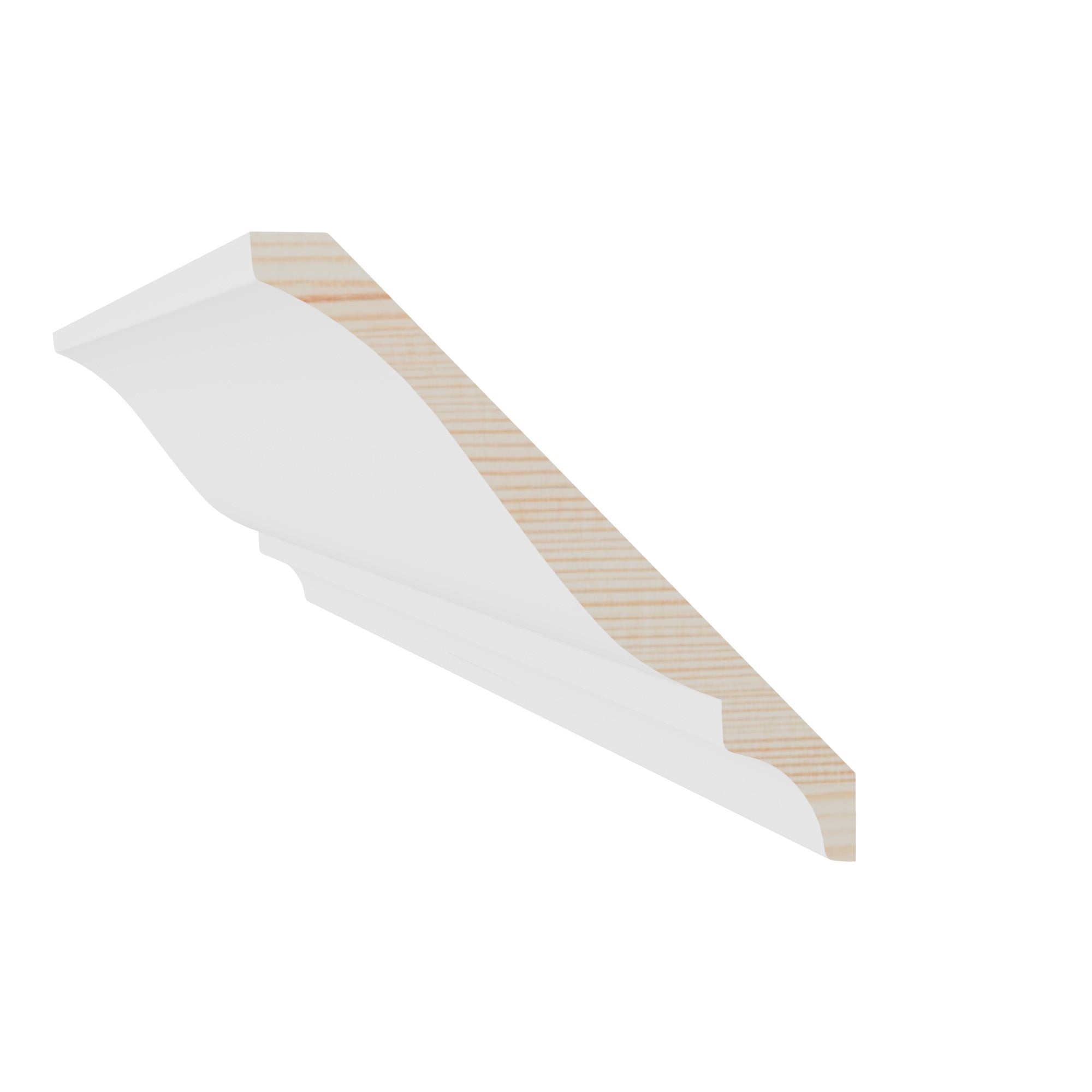 11/16 in x 7-1/4 in x 16 ft M4009F Primed White Pine Wood Crown -  Moulding - high-quality decorative trim for doors, windows, and interior finishing.