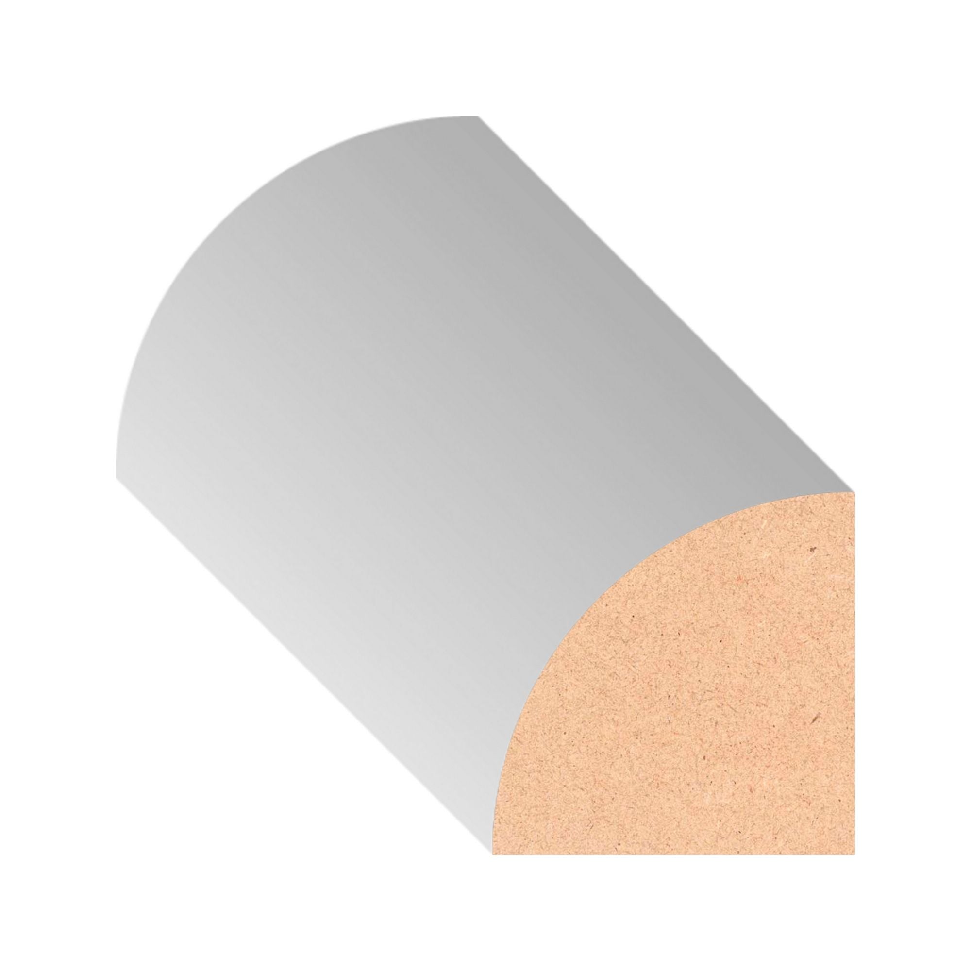 11/16 in x 11/16 in x 8 ft M0106W16M Primed White MDF-UL Quarter Round -  Moulding, durable composite construction with a smooth primed white finish for easy painting and installation.