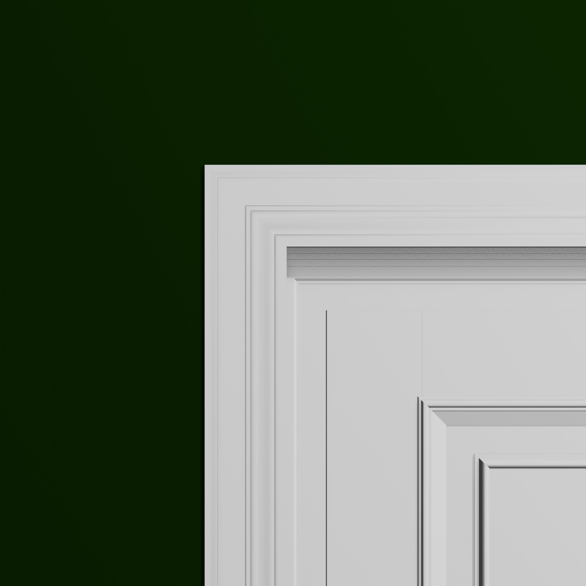 View of a room featuring the M8312A Primed White Pine Wood Casing Moulding installed, measuring 13/16 in x 3-3/8 in x 17 ft, highlighting an elegant and clean finish, ideal for enhancing the aesthetics of any space.