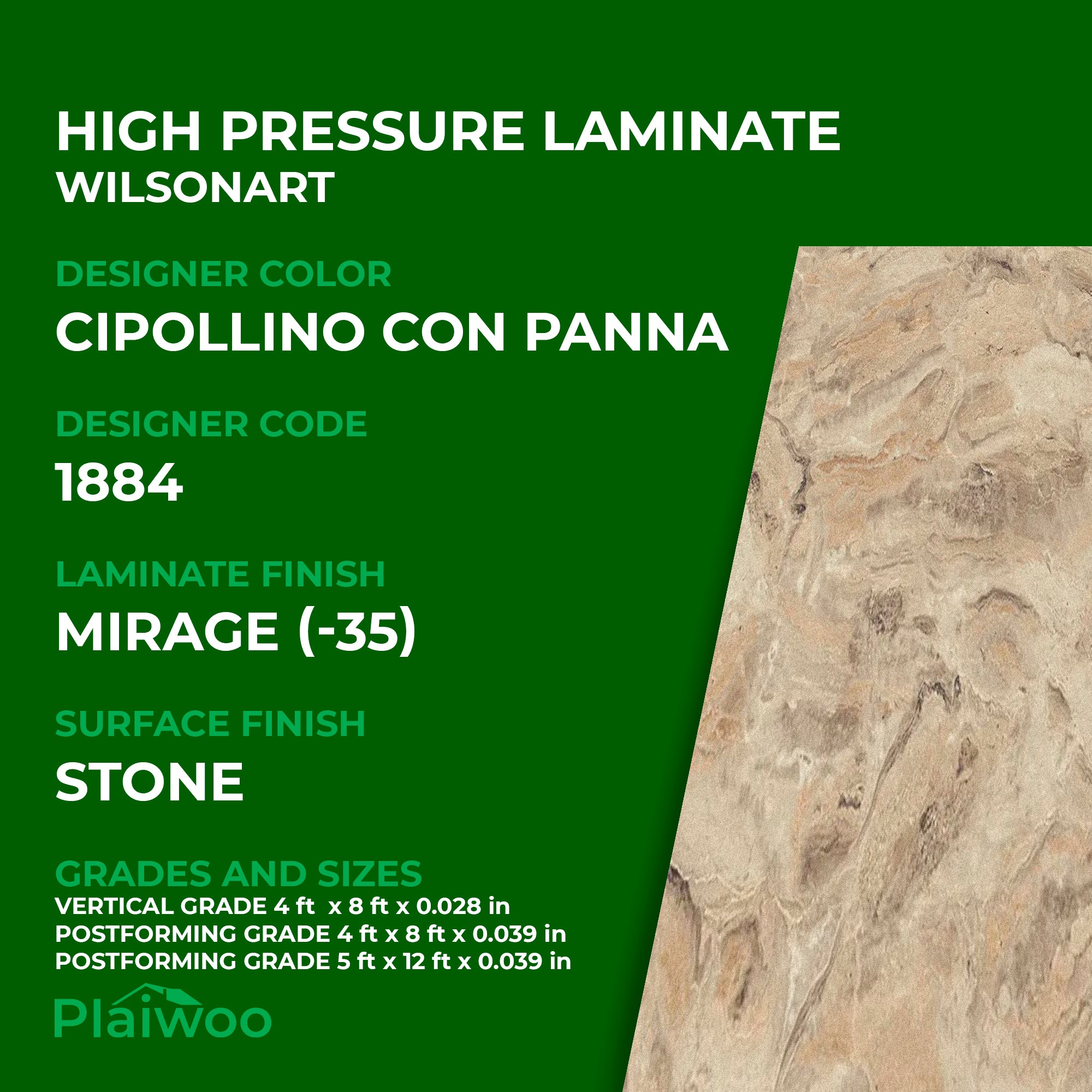1884 Wilsonart Cipollino Con Panna (-35) Mirage (-35) HPL 4 ft x 8 ft Laminate Sheets Specifications - Plaiwoo