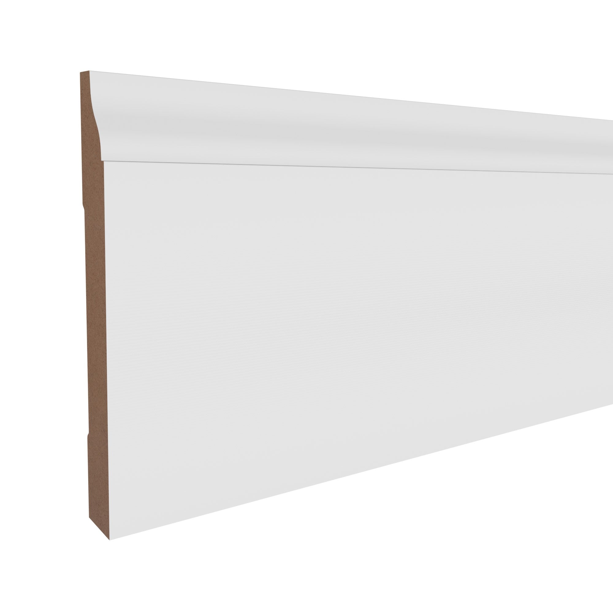 1/2 in x 3-1/4 in x 16 ft M0623X Primed White MDF Baseboard -  Moulding, durable composite construction with a smooth primed white finish for easy painting and installation.